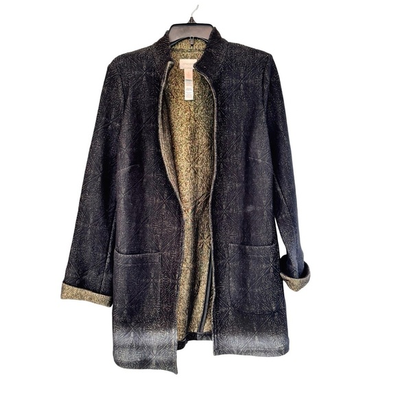 Chico’s 3/4 Duster Jacket. Black, Gold. Size 1 - Picture 8 of 9